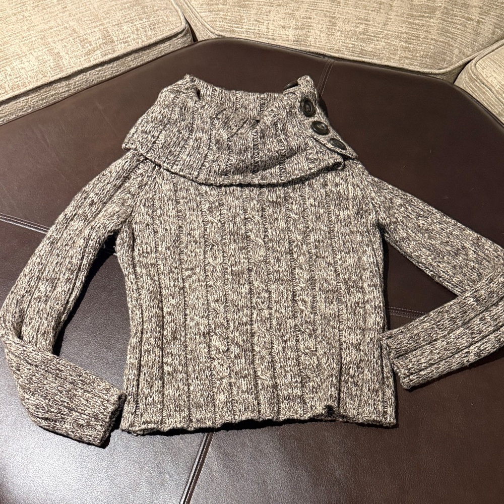 Rafaella Marled Gray Cowl Neck Sweater